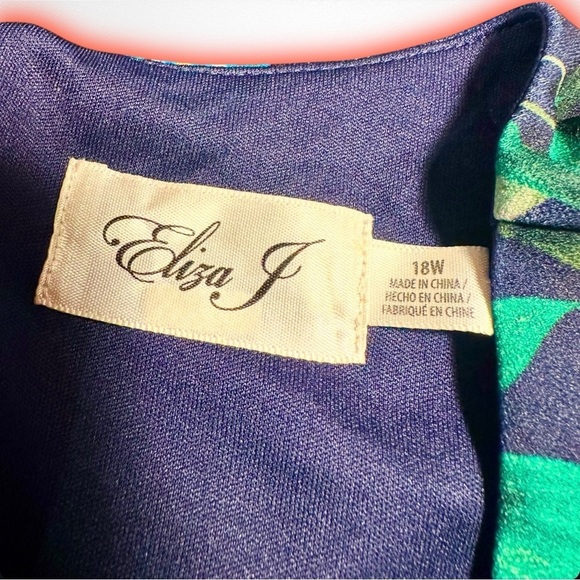 NWOT Eliza J ‘Mandy’ Navy Blue 3/4 Sleeve Fit & Flare Style Dress Plus Size 18W - Picture 4 of 16